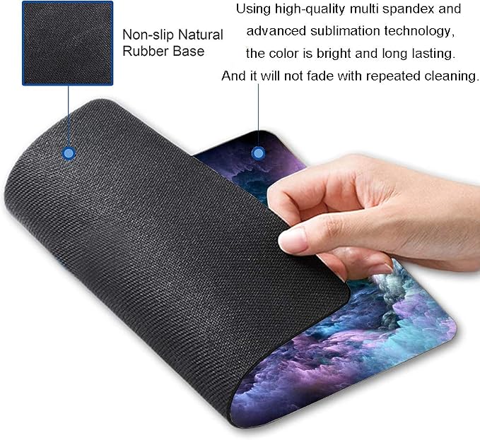 Rainbow Cloud Mouse Pad, Modern Pretty Space Gaming Mouse Mat - Image 2