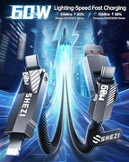 SHEZI Nylon Braided 4 in 1 USB C Cable 60W 10FT Compatible - Image 3