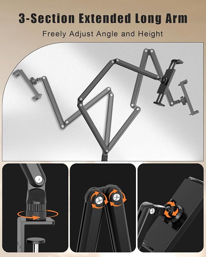Tablet Stand for iPad, Aluminum Multi-Angle Adjustable Tablet Holder, - Image 2