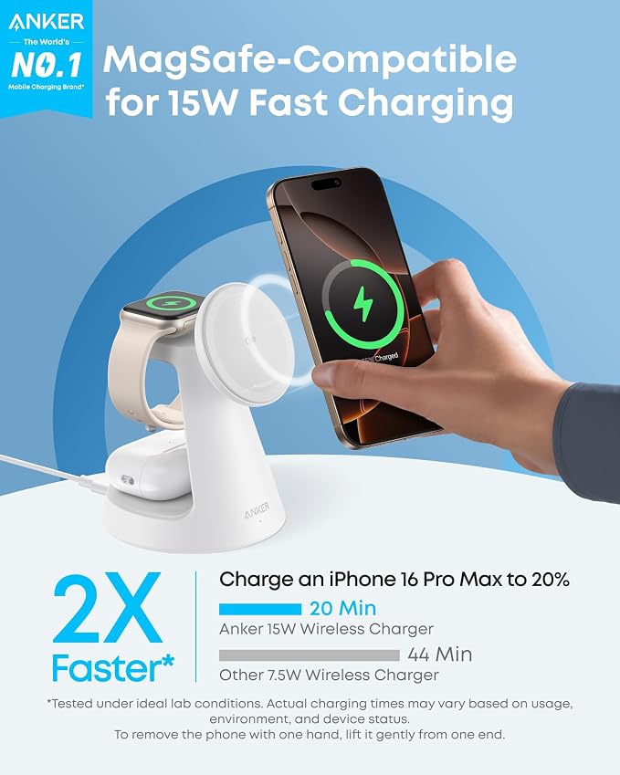 Anker MagSafe Charger Compatible, MagGo 3-in-1 Charging Station, Nano Charging - Image 2
