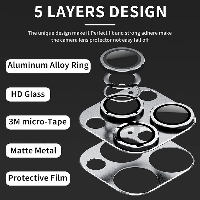 Camera Lens Protector for iPhone 14 Pro/iPhone 14 Pro Max, Alloy Metal Camera - Image 3