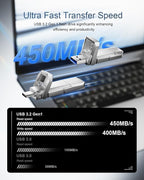 256GB USB C Flash Drive Up to 450MB/s USB 3.2 Solid State Thumb Drive Type-A + - Image 2