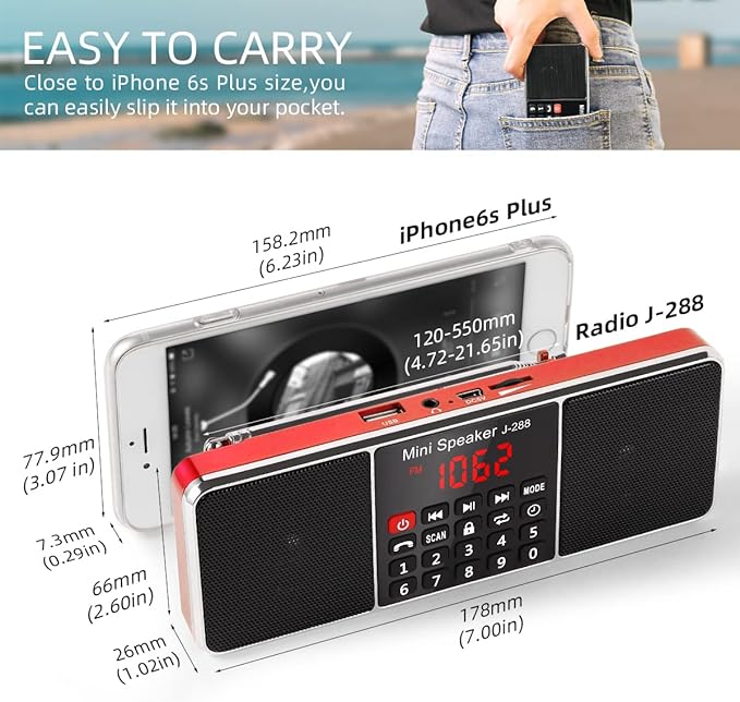 PRUNUS J-288 Portable Radio AM FM Radio - Image 2