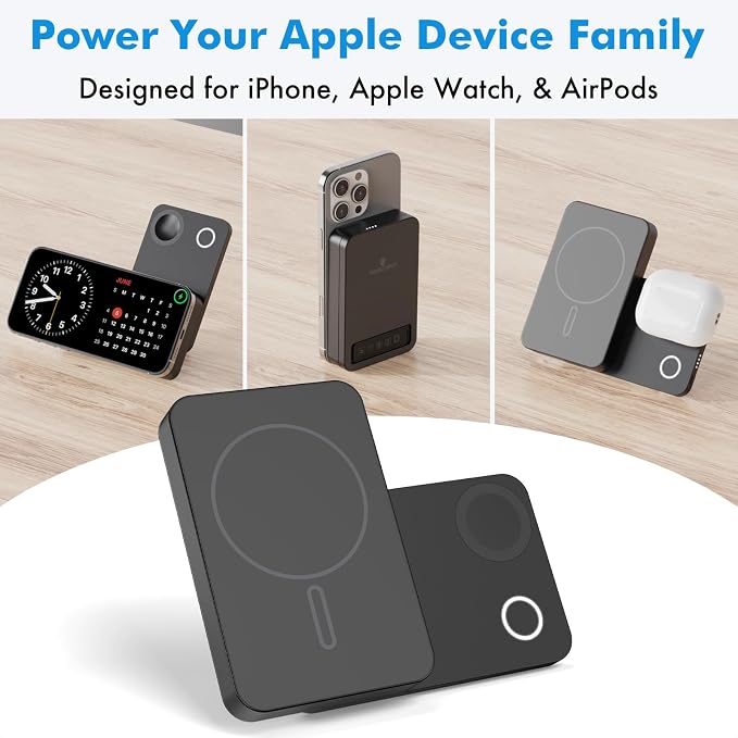 Magnetic Wireless Power Bank, 3-in-1 Portable Charger 10000mAh w/Kickstand - Image 5