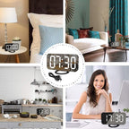 Digital Clock Large Display, LED Alarm Electric Clocks Mirror Surface - Image 7