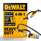 DEWALT Heavy Duty 4-in-1 Cable, Type C/Micro USB/USB Cable by DEWALT