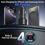 3 Pack USB C Car Charger, 4-Port 65W Dual 12V USB-A & USBC Cigarette Lighter - Image 2