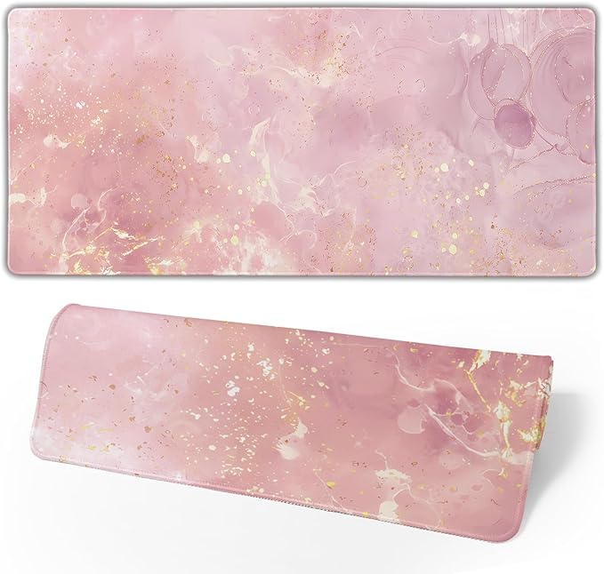 Rose Gold Marble Large Mouse Pad Extended Gaming Mousepad 31.5 x 11.8 Inch by Brecoy