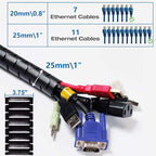 10FT Cable Management Sleeve EZ Cord Bundler 1" Diameter w/Zip Clip Zipper Wire - Image 2