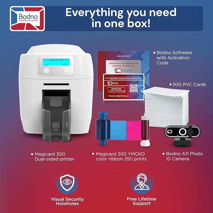 Bodno Magicard 300 Dual Sided ID Card Printer & Complete Supplies Package ID - Image 2