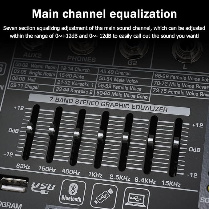W IN-MIX DX12 Professional DJ Audio Mixer 12 Channel - Image 3