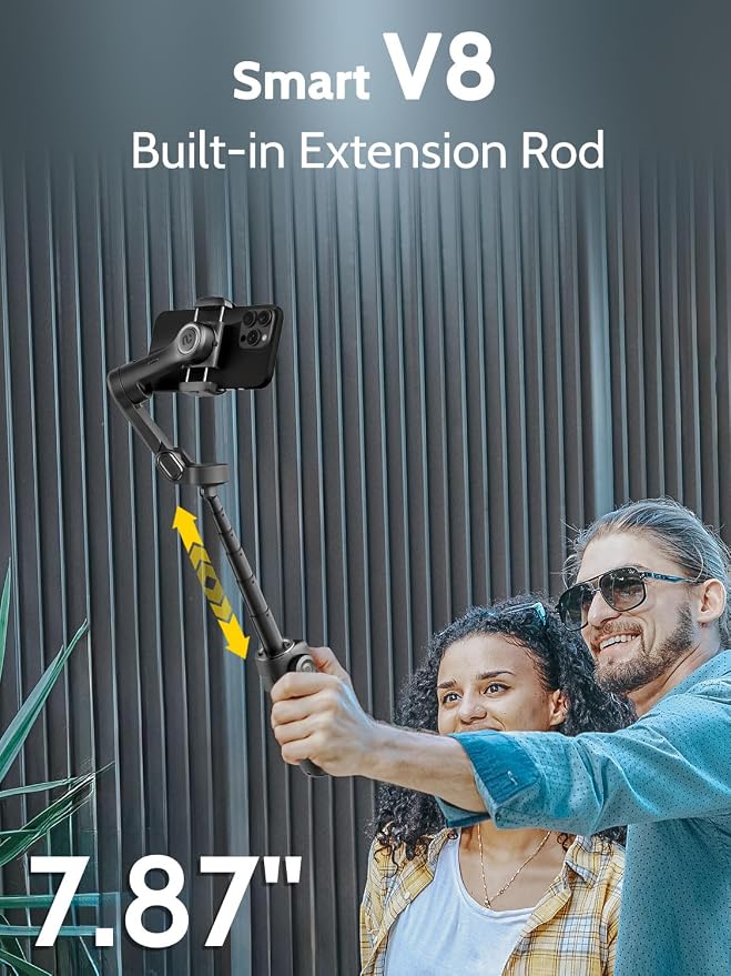 3-axis Gimbal Stabilizer w/Built-in 7.8' Extension Rod, Vlogging Phone Gimbal - Image 5