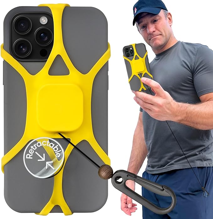 Pulpo Phone Leash Lightning Yellow Fits Smartphones Up to 6.8"-Retractable Anti by Pulpo