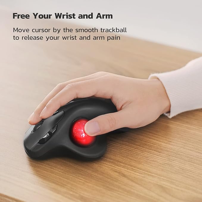 Nulea M501 Wireless Trackball Mouse, Rechargeable Ergonomic, Easy Thumb Control - Image 2