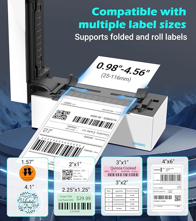 ORGBRO Bluetooth Thermal Shipping Label Printer, Z1-Plus Wireless 4X6 Shipping - Image 4