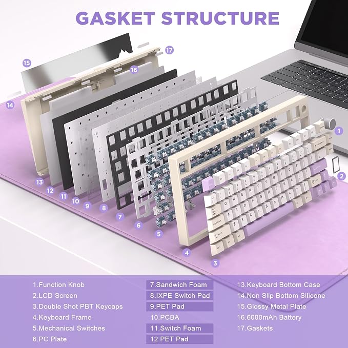 YUNZII AL80 Wireless Mechanical Keyboard, Full Aluminum CNC, Smart LCD Display - Image 5