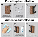 4 PCS Black Walnut Wood Wall Hooks Adhesive Mounted & Wall Mounted Rustic - Image 6