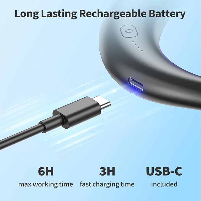 PANERGY Portable Neck Fan Rechargeable Hand Free Personal Fan Mini Wearable - Image 5