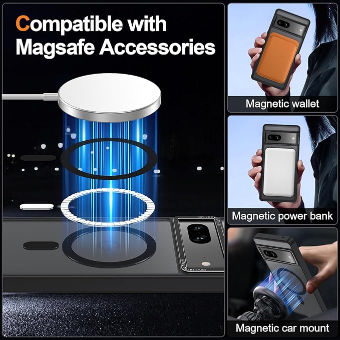 Magnetic for Google Pixel 7 Case, Shockproof Slim Translucent Matte Anti-Slip - Image 2