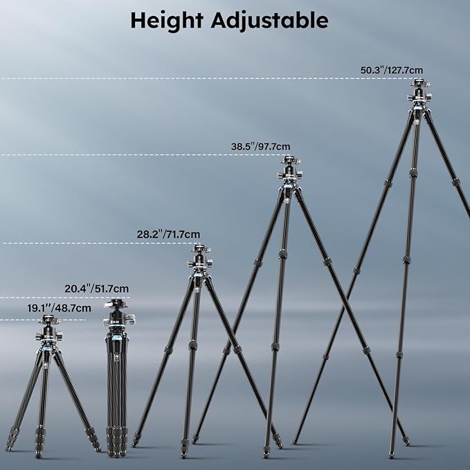 SIRUI 50.2" Carbon Fiber Travel Tripod, Compact Professional Camera Trippod - Image 4