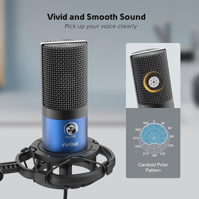 FIFINE USB Recording PC Microphone Kit, Computer Condenser Cardioid Mic on Mac - Image 2