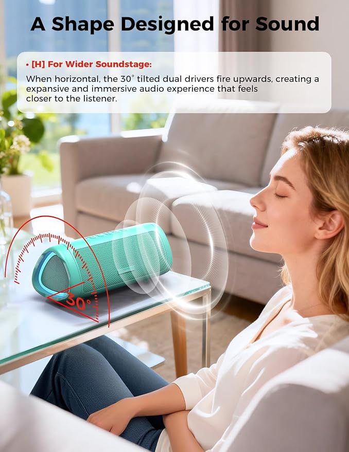 Bluetooth Speaker, 20W HD Sound, Portable Wireless, IPX5 Waterproof, - Image 8