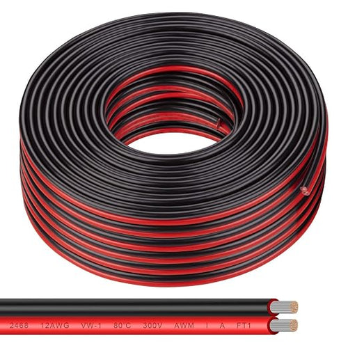 12 Gauge Wire 100FT Tinned Copper Wire-2 Conductor Parallel Wire Insulated by Shirbly