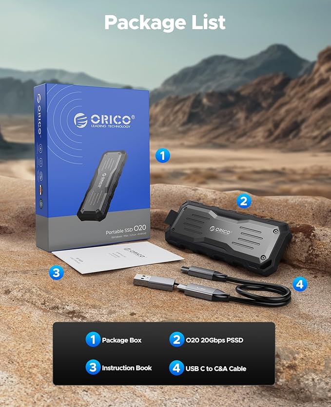 ORICO 512GB External SSD Up to 2000MB/s, Interface Extra Protection, Waterproof - Image 7