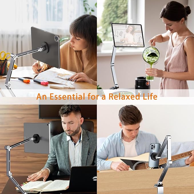 Magnetic Tablet Stand for Desk Aluminum Alloy Phone iPad Desk Holder Overhead - Image 7