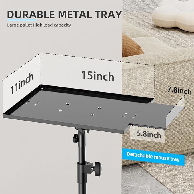 Projector Stand with Wheels, Laptop Tripod from 29" to 69" with Mouse Tray - Image 4