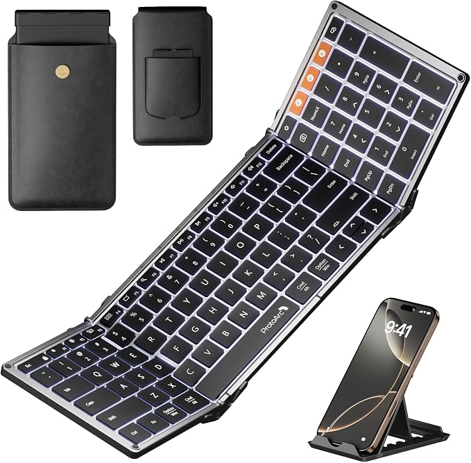 ProtoArc Backlit Foldable Keyboard, XK01 Plus Folding Portable Bluetooth by ProtoArc
