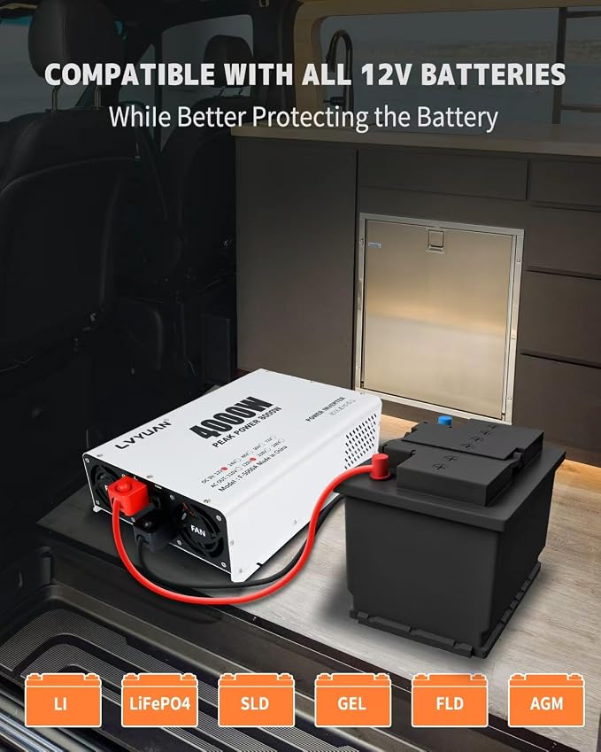 LVYUAN 4000 Watt Power Inverter 12V to 110V 120V DC to AC Converter - Image 9