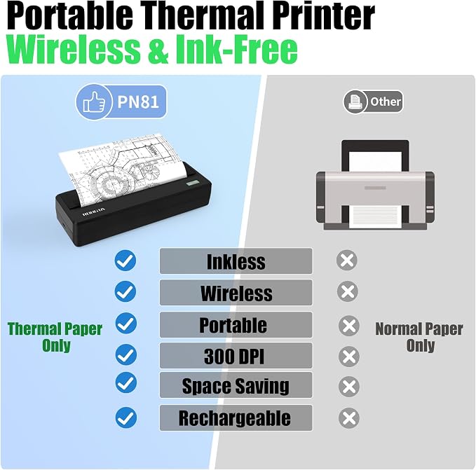 Inkless Portable Printer for Travel, Wireless Thermal Printer Support 8.5 x 11 - Image 3