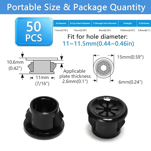 50 Pcs Cable Grommet, Snap Bushing 7/16" Mounting Diameter, Flexible - Image 9