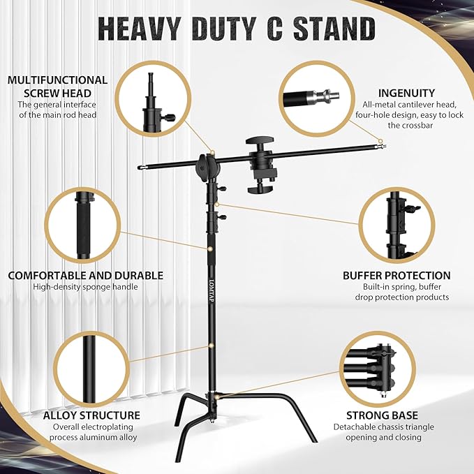 LOMTAP C Stand Light Stand Stainless Metal Photography Kit - Image 2