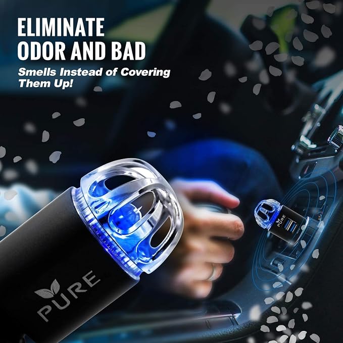 Car Air Purifier Premium Air Ionizer & Car Charger Accessory w Dual USB Ports - Image 5