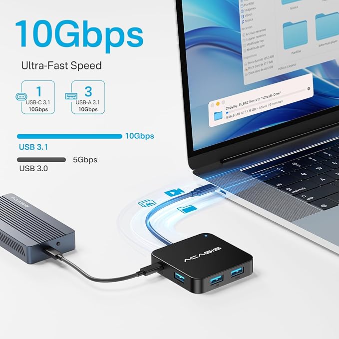 ACASIS USB C Hub 10Gbps, 100W Power Delivery, USB A3.2 Data Port, USB C to HDMI - Image 4