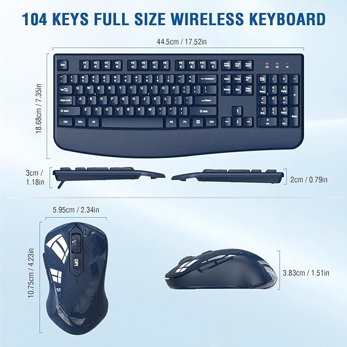 Wireless Keyboard and Mouse Combo, EDJO 2.4G Full-Sized Ergonomic Computer - Image 6