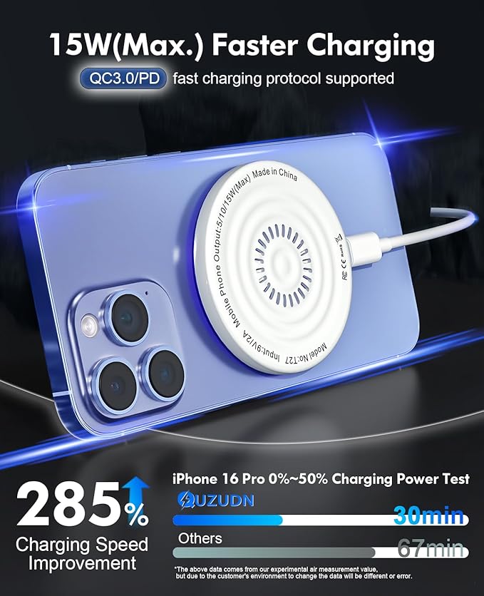 MagSafe Charger 2 Pack 15W Magnetic Wireless Charger Fast Charging Pad - Image 4
