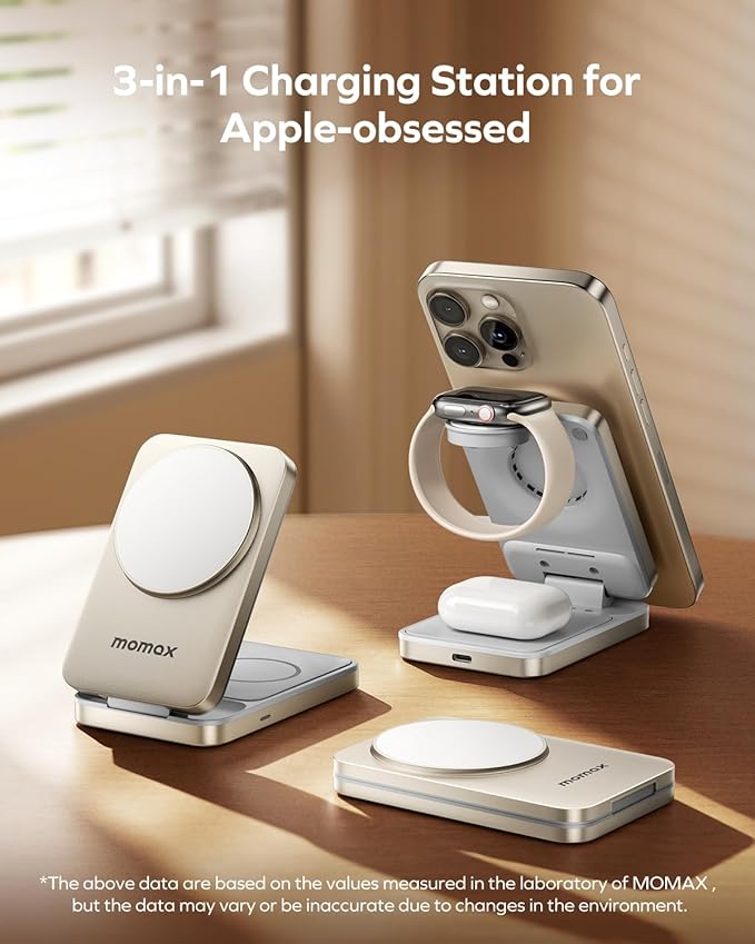 MOMAX 3-in-1 iPhone 16 Charging Station, MagSafe-Compatible Wireless Charger - Image 7
