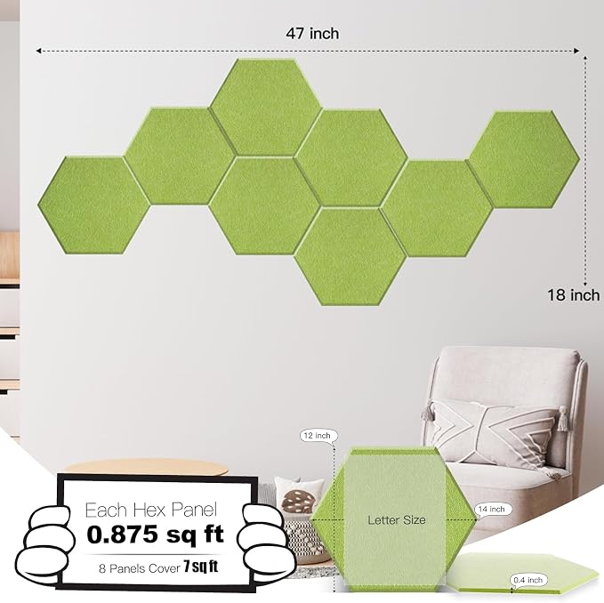 Mollywell Hexagon Acoustic Panels, High Density, Soundproofing, Decorative - Image 2