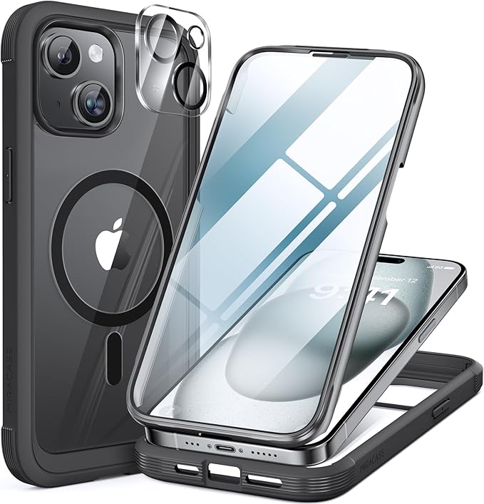 Miracase Glass Series for iPhone 15 Case Full-Body Magnetic Bumper Case by Miracase