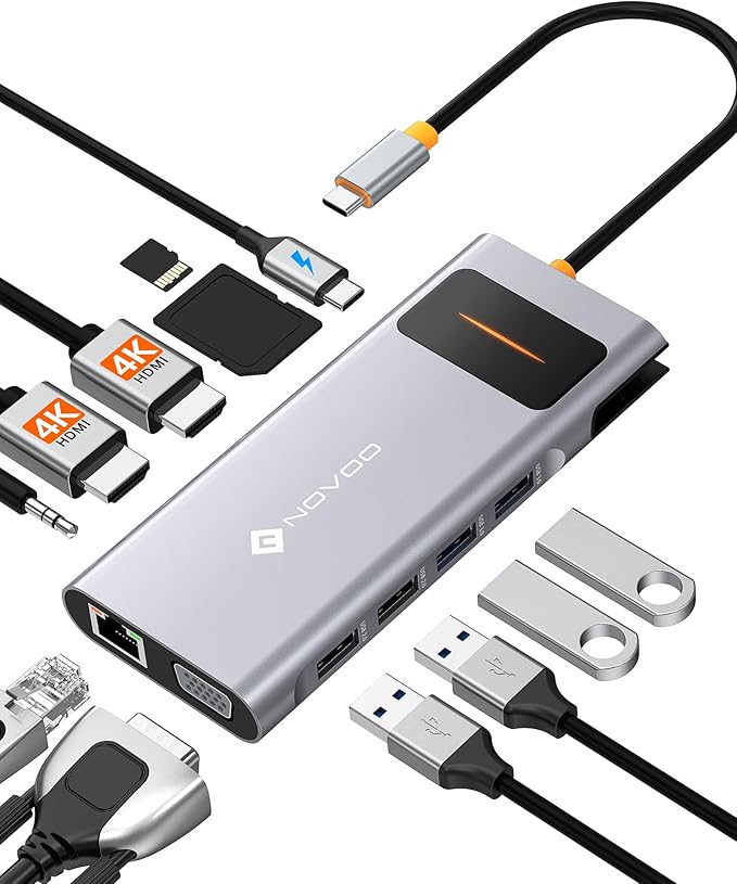 NOVOO USB C Docking Station Dual Monitor HDMI by NOVOO