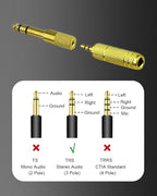 1/4'' to 1/8'' Headphone Audio Adapter, 6.35mm Male to 3.5mm Female Stereo - Image 6