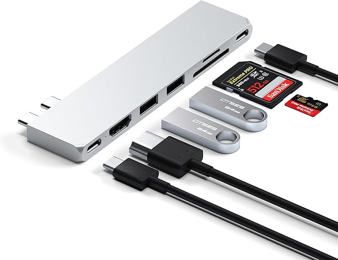 Satechi 7 in 1 USB C Hub Multiport Adapter Pro Slim, USB C Dongle, 100W Charging - Image 2