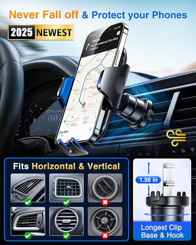 VANMASS Car Phone Holder Mount 2025 Upgraded Car Vent Phone Mount Clip - Image 4