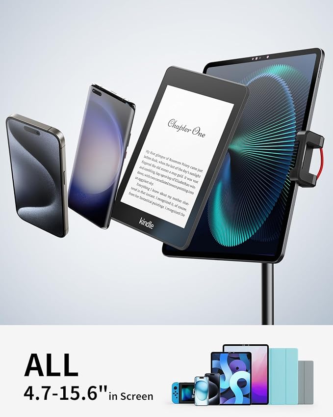 SAIJI Tablet Stand Holder, Height Adjustable Portable Monitor Stand, 360 Degree - Image 3