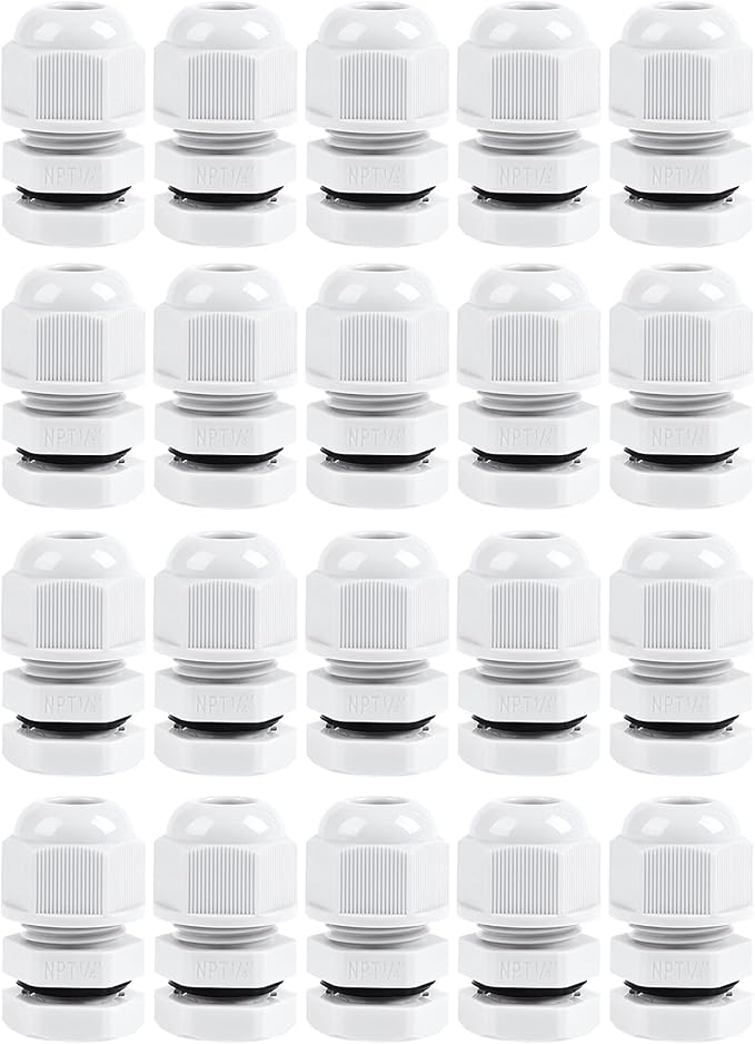 XHF 20 Pcs 1/4 Inch IP68 Strain Relief Nylon Cord Grip NPT Cable Glands by XHF