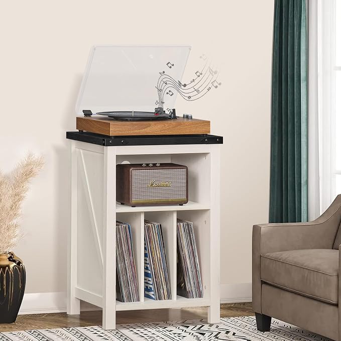 Record Player Stand with Vinyl Record Storage Holds up to 160 Albums, Large - Image 2