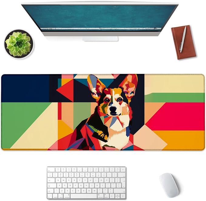 Corgi Large Mouse Pad, Gaming Mouse Pad, Keyboard Mat, Non-Slip Rubber Base by Unknown